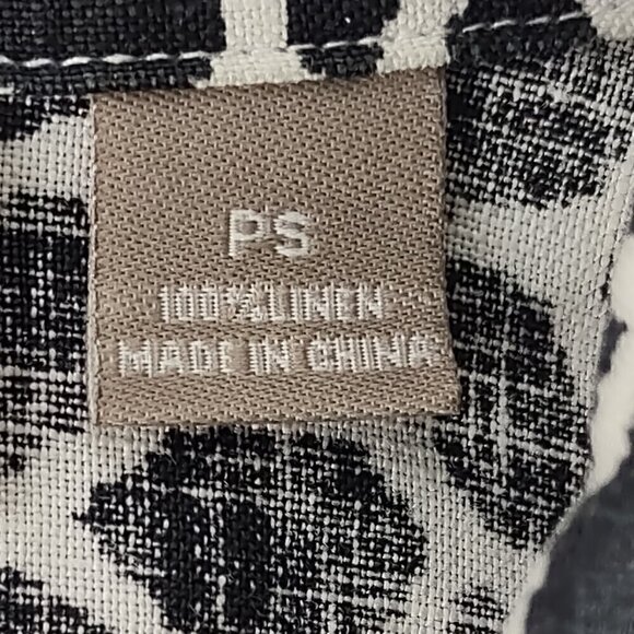 Kim Rogers Petite 100% Linen Black White Pattern Button Down Shirt Size PS - Picture 10 of 11